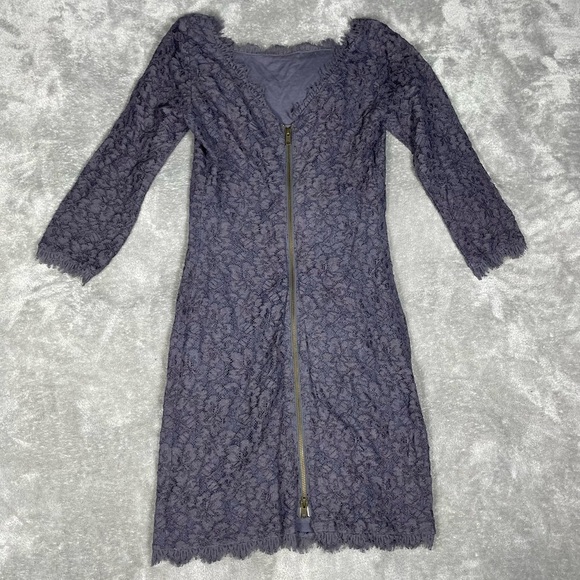 Diane VonFurstenberg Womens 4 Zarita Quarter Sleeve Lace Romantic Feminine Mini - Picture 6 of 11